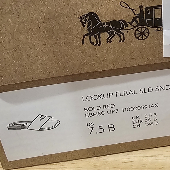 NWT Coach Red and White Slide Floral Print Sandals Size--7.5 - Picture 9 of 9